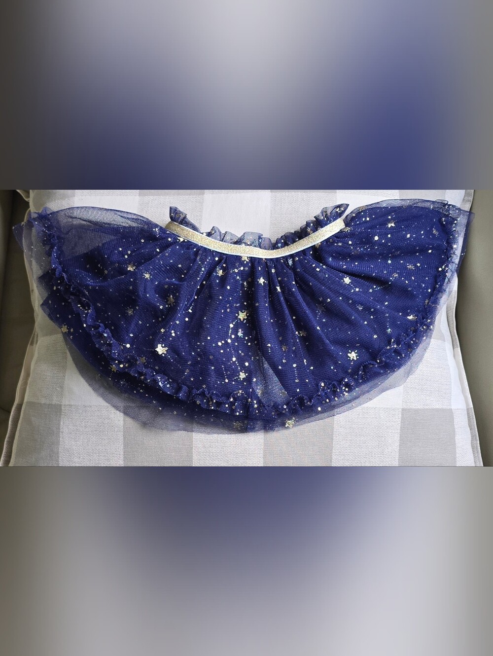Navy Tulle Baby Girl Skirt w/ Gold Stars Glittery Constellations Size 6 Months